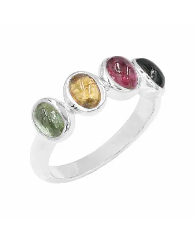 Multi Tourmaline Ring - 925 Sterling Silver Gemstone Versatile Band Jewelry