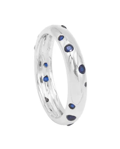 Cubic Zircon Tanzanite Sterling Silver Ring - Unique Handmade Dot Design Jewelry