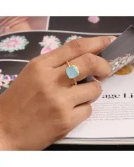 Aquamarine Gemstone Ring - 925 Sterling Silver Gold Plated Jewelry