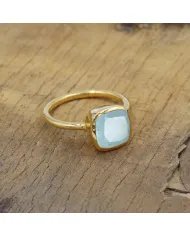 Aquamarine Gemstone Ring - 925 Sterling Silver Gold Plated Jewelry