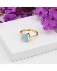 Aquamarine Gemstone Ring - 925 Sterling Silver Gold Plated Jewelry