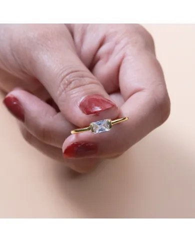 Swarovski Crystal Ring - Gold Plated 925 Sterling Silver Handmade Jewelry