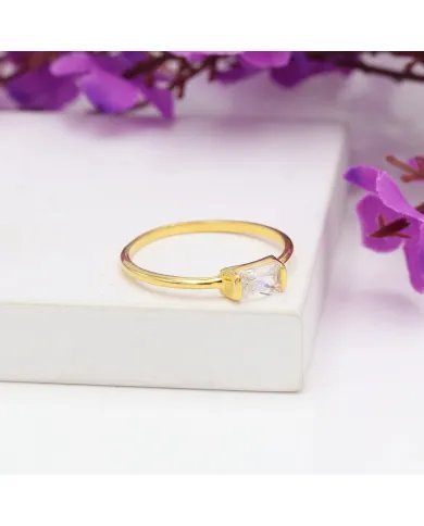 Swarovski Crystal Ring - Gold Plated 925 Sterling Silver Handmade Jewelry