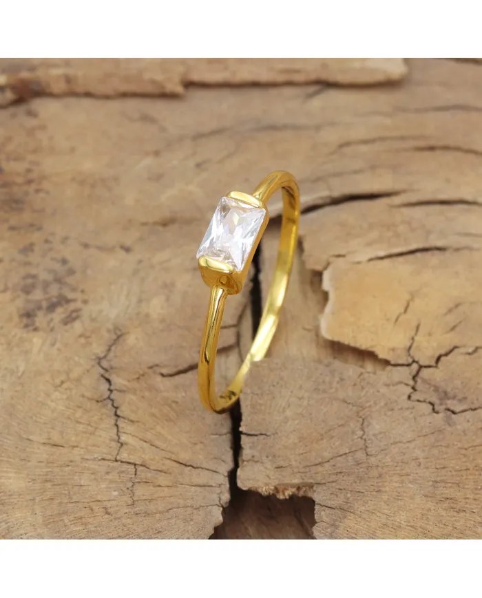 Swarovski Crystal Ring - Gold Plated 925 Sterling Silver Handmade Jewelry