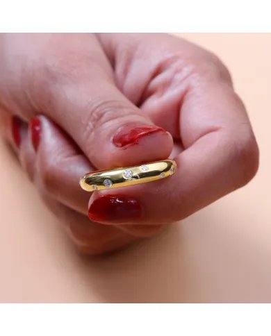 Swarovski Crystal Dot Ring - 925 Sterling Silver Gold Plated Jewelry