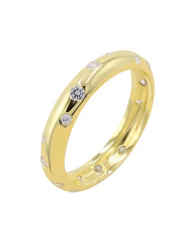 Swarovski Crystal Dot Ring - 925 Sterling Silver Gold Plated Jewelry