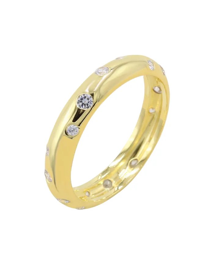 Swarovski Crystal Dot Ring - 925 Sterling Silver Gold Plated Jewelry