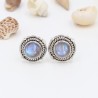 Moonstone Stud Earrings, Designer Studs, Sterling Silver Studs, Push Back Earrings, June Birthstone, Moonstone Round 8 mm Studs