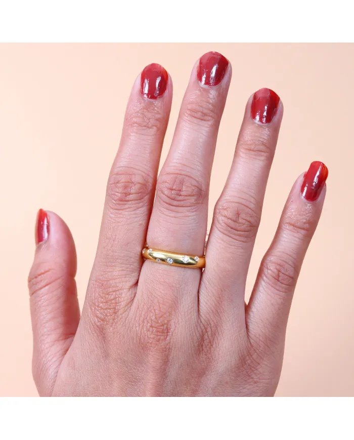 Swarovski Crystal Dot Ring - 925 Sterling Silver Gold Plated Jewelry