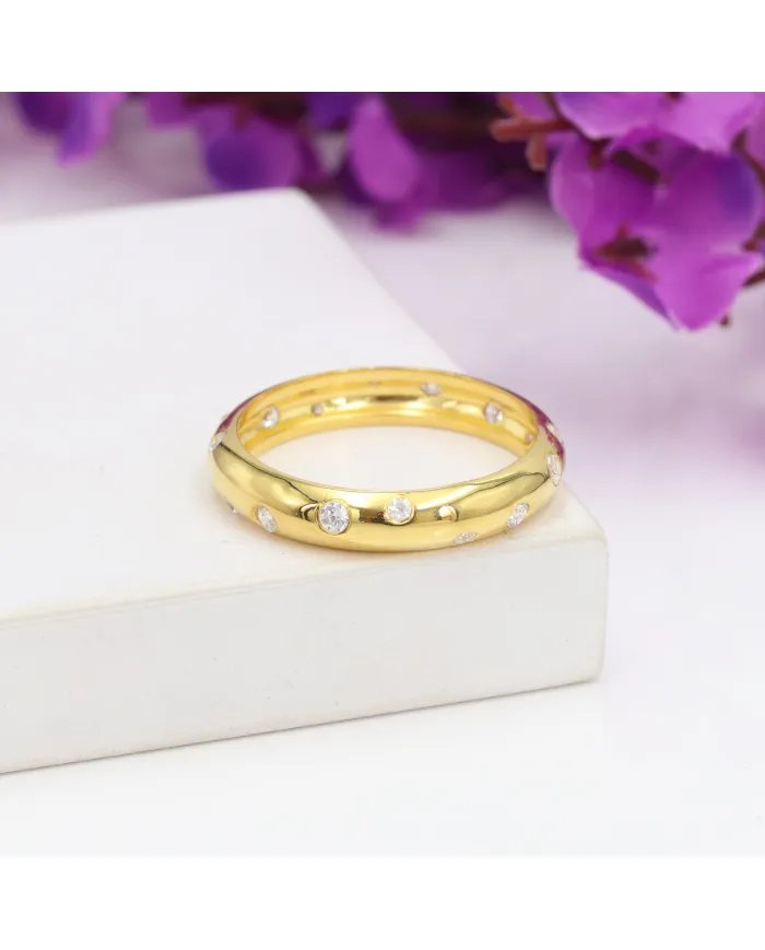 Swarovski Crystal Dot Ring - 925 Sterling Silver Gold Plated Jewelry