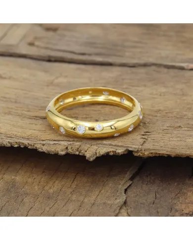 Swarovski Crystal Dot Ring - 925 Sterling Silver Gold Plated Jewelry