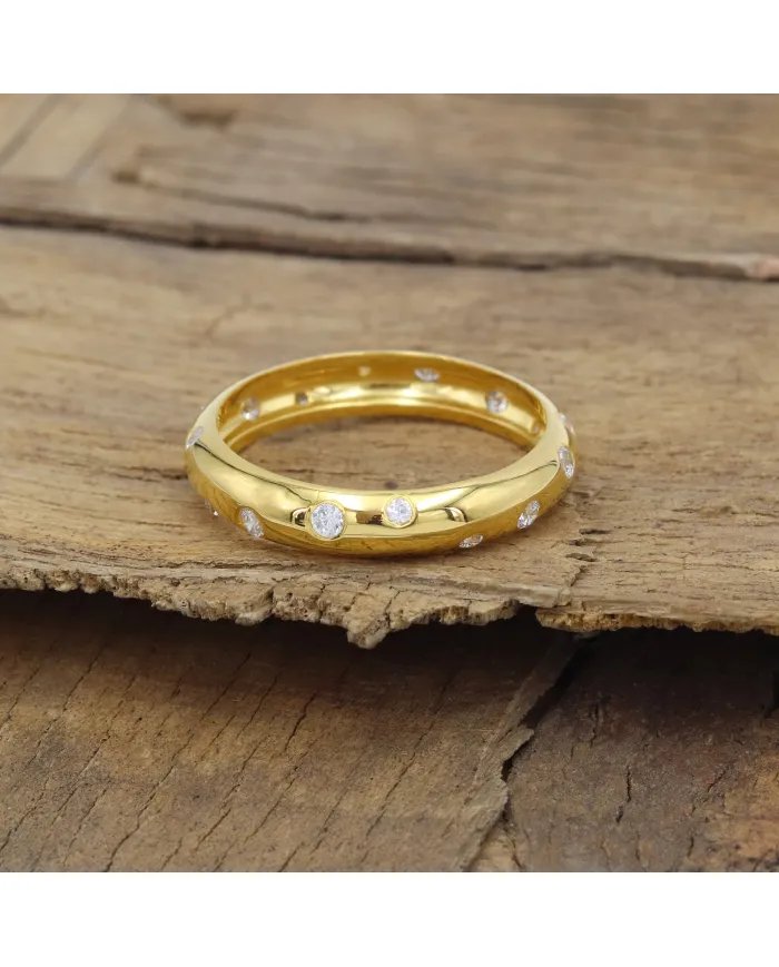 Swarovski Crystal Dot Ring - 925 Sterling Silver Gold Plated Jewelry