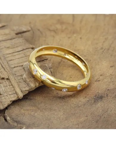 Swarovski Crystal Dot Ring - 925 Sterling Silver Gold Plated Jewelry