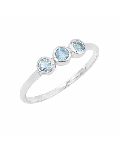 Swiss Blue Topaz Ring - Sterling Silver Half Eternity Band Ring Handmade Dainty Jewelry