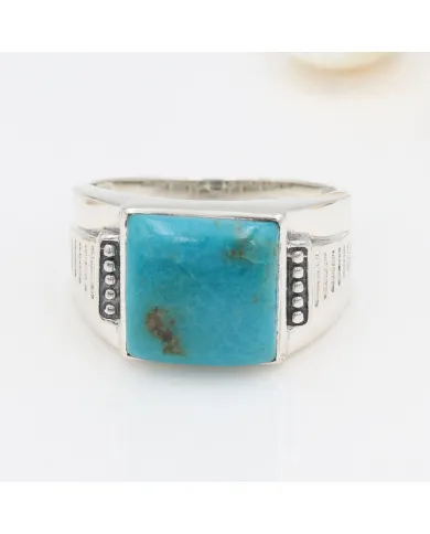 Arizona Turquoise Men's Ring - 925 Sterling Silver Gemstone Jewelry
