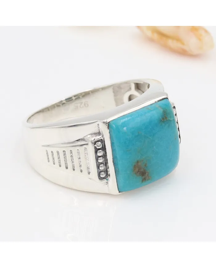 Arizona Turquoise Men's Ring - 925 Sterling Silver Gemstone Jewelry