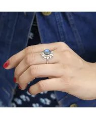 Natural Labradorite Sterling Silver Sun Ring – Handmade Jewelry for Women