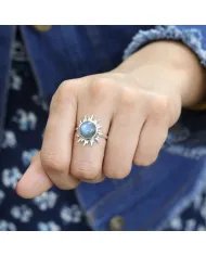 Natural Labradorite Sterling Silver Sun Ring – Handmade Jewelry for Women