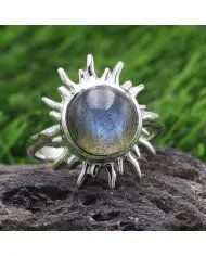 Natural Labradorite Sterling Silver Sun Ring – Handmade Jewelry for Women