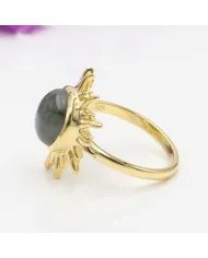 Natural Labradorite Sunburst Ring - Gold Plated 925 Silver Jewelry