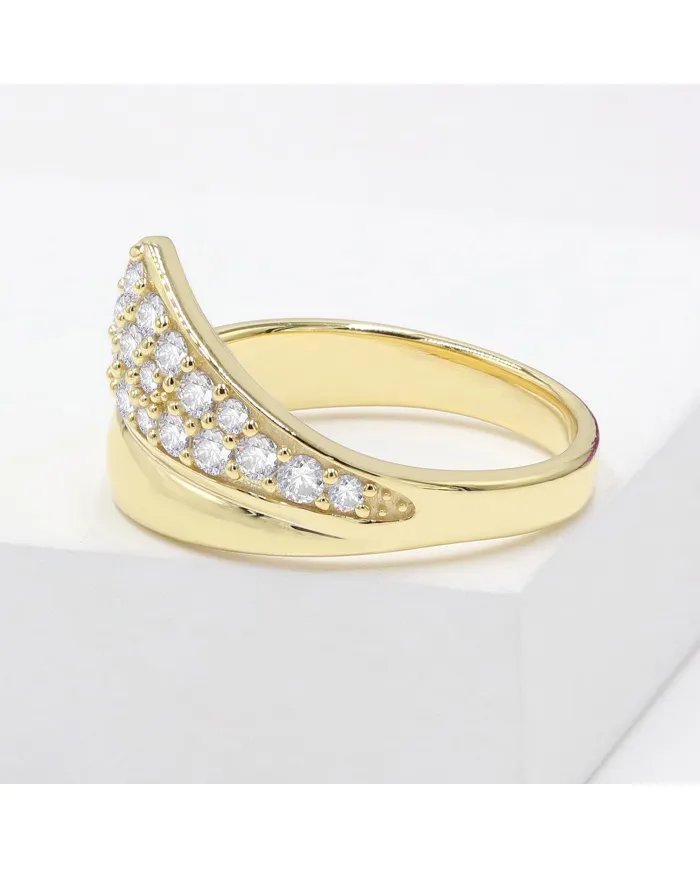 Elegant Moissanite Ring – Gold Plated Sterling Silver Jewelry