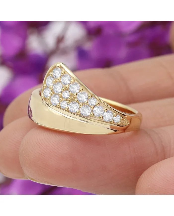 Elegant Moissanite Ring – Gold Plated Sterling Silver Jewelry
