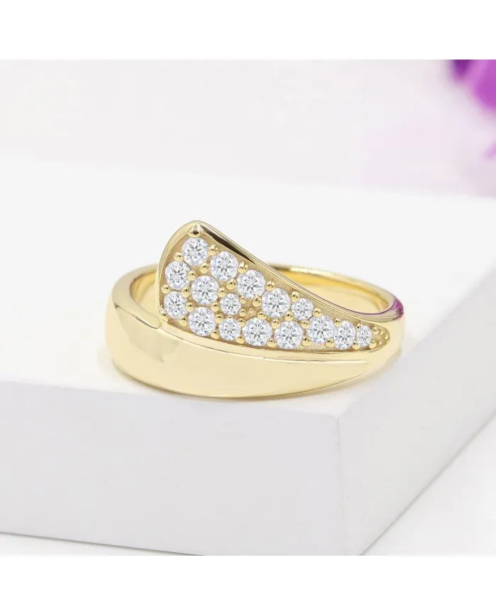 Elegant Moissanite Ring – Gold Plated Sterling Silver Jewelry
