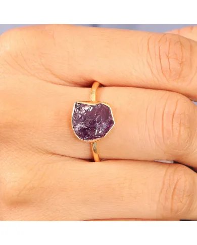 Elegant Amethyst Ring – 925 Silver Gold Plated Handmade Jewelry