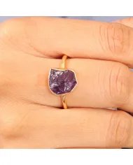 Elegant Amethyst Ring – 925 Silver Gold Plated Handmade Jewelry