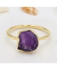 Elegant Amethyst Ring – 925 Silver Gold Plated Handmade Jewelry