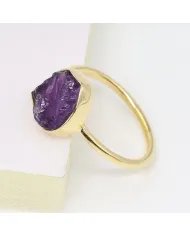 Elegant Amethyst Ring – 925 Silver Gold Plated Handmade Jewelry