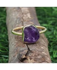 Elegant Amethyst Ring – 925 Silver Gold Plated Handmade Jewelry