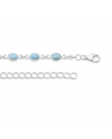 Natural Larimar Bracelet - 925 Sterling Silver Dainty Gemstone Jewelry