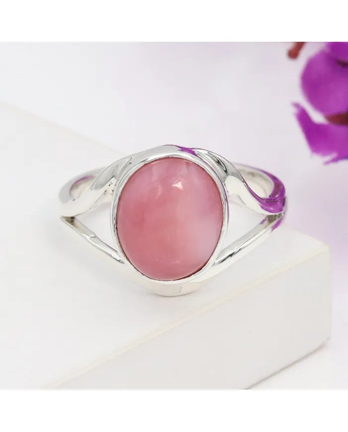 Pink Opal Ring - 925 Sterling Silver Handmade Oval Gemstone Jewelry