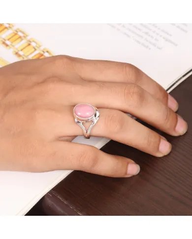 Pink Opal Ring - 925 Sterling Silver Handmade Oval Gemstone Jewelry