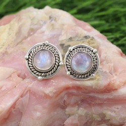 Moonstone Stud Earrings, Designer Studs, Sterling Silver Studs, Push Back Earrings, June Birthstone, Moonstone Round 8 mm Studs