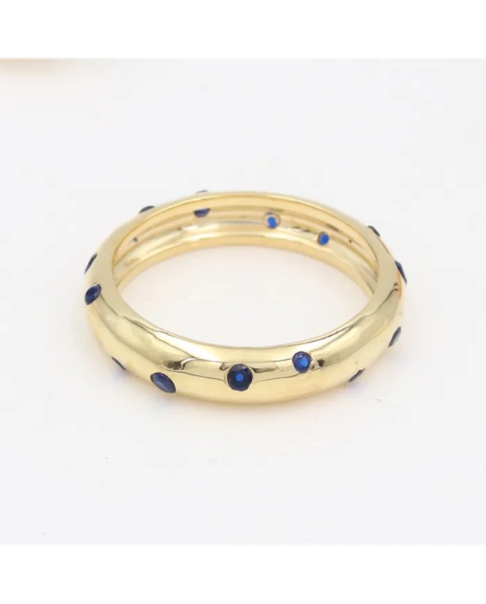 Cubic Zirconia Tanzanite Ring - Gold Plated 925 Silver Dot Design Jewelry