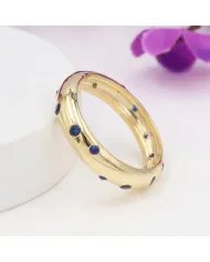 Cubic Zirconia Tanzanite Ring - Gold Plated 925 Silver Dot Design Jewelry