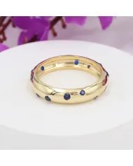 Cubic Zirconia Tanzanite Ring - Gold Plated 925 Silver Dot Design Jewelry