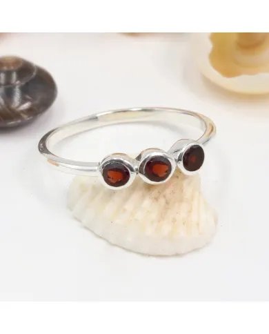 Red Garnet Half Eternity Ring – Handmade 925 Sterling Silver Jewelry