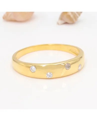 Sprinkler Diamond 925 Sterling Silver Gold Plated Handmade Ring