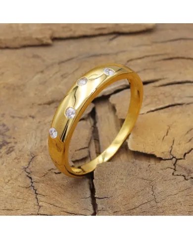 Sprinkler Diamond 925 Sterling Silver Gold Plated Handmade Ring