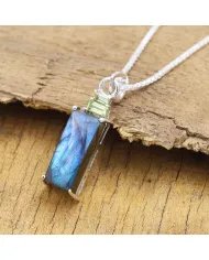 Labradorite Pendant Necklace with Peridot Accent – 925 Silver Jewelry