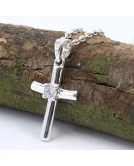 Swarovski Crystal Cross Pendant Necklace, 925 Sterling Silver Jewelry