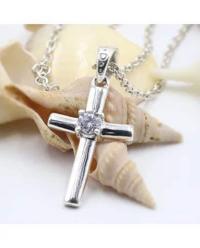 Swarovski Crystal Cross Pendant Necklace, 925 Sterling Silver Jewelry