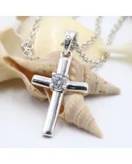 Swarovski Crystal Cross Pendant - 925 Sterling Silver  Religious Jewelry