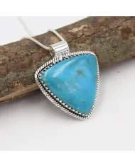 Arizona Turquoise Pendant - 925 Sterling Silver Bohemian Necklace