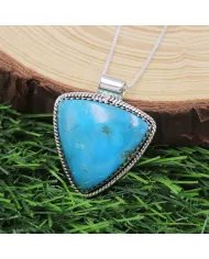 Arizona Turquoise Pendant - 925 Sterling Silver Bohemian Necklace