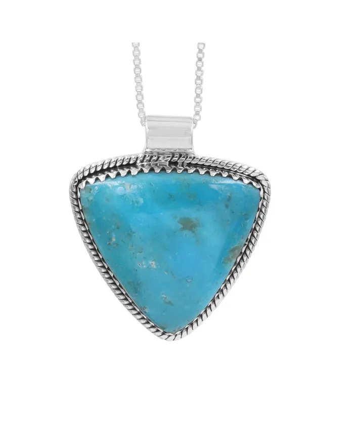 Arizona Turquoise Pendant - 925 Sterling Silver Bohemian Necklace