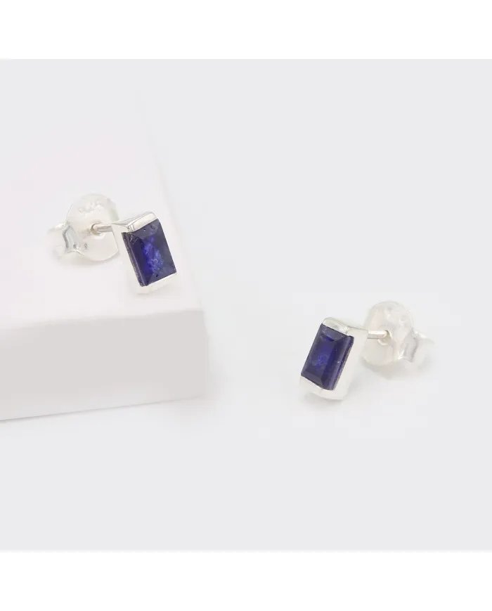 Blue Sapphire Stud Earrings - 925 Sterling Silver Jewelry